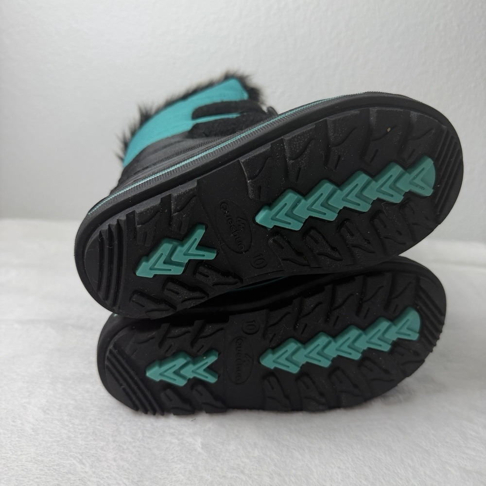 Quechua Little Kids Snow Boots Size 10 Black And Teal Faux Fur Lining Activewear - Picture 5 of 8